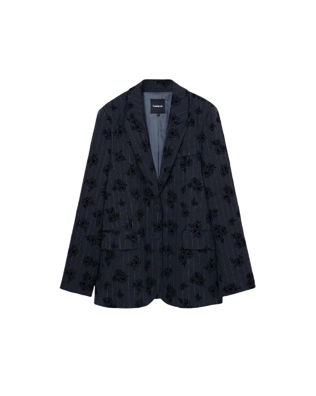 modern coatDesigual Lapel Collar Buttoned Blazer with Front Pockets