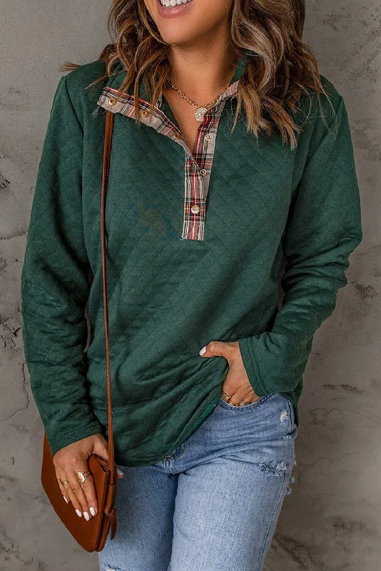 modern athletic hoodiePlaid Snap Down Women's Quilted Sweatshirt