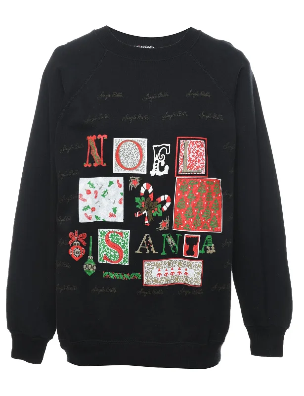 modern coatBlack Christmas Sweatshirt - XL