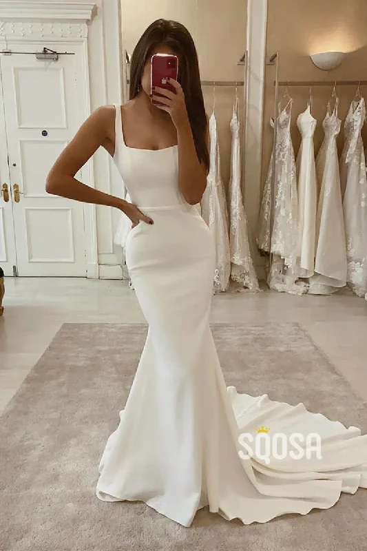 casual slip dressMermaid/Trumpet Wedding Dress Double Straps Rustic Wedding Dress QW2254