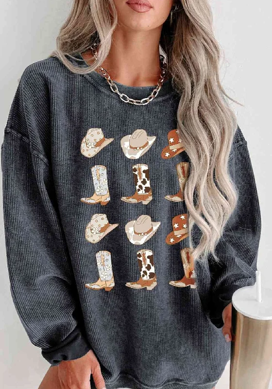 stylish coatCowboy Hats & Boots Graphic Sweatshirt