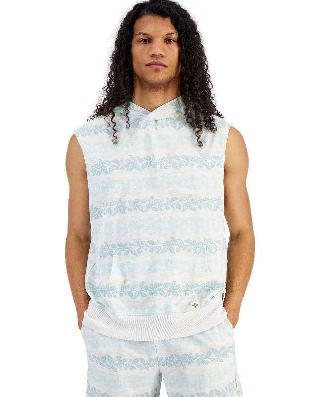 cozy workout hoodieMen's Andrew Regular-Fit Botanical Stripe Sleeveless Hoodie