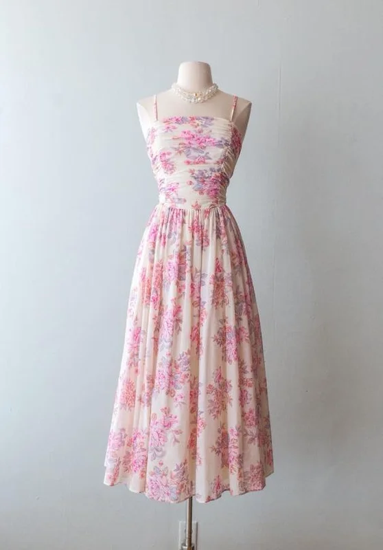 cocktail party dressVintage A-line Floral Summer Dress,Short Prom Dress Y2924