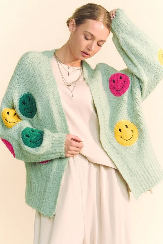 modern sports hoodieDavi & Dani Fuzzy Smile Open Front Long Sleeve Cardigan