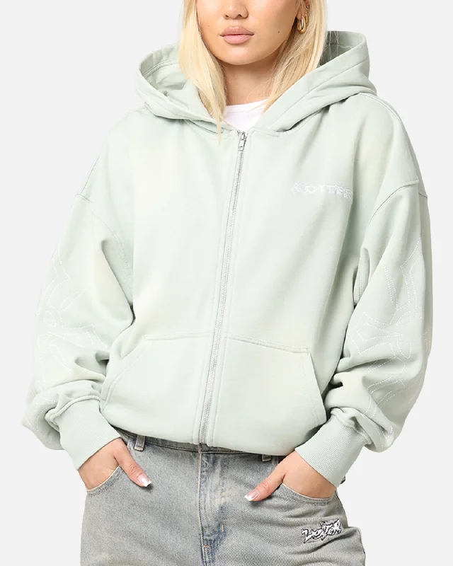 fashionable hoodieLoiter Atmosphere Full Zip Hoodie Washed Green