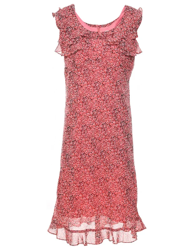 sporty outerwearPink Ditzy Floral Print Y2K Dress - M