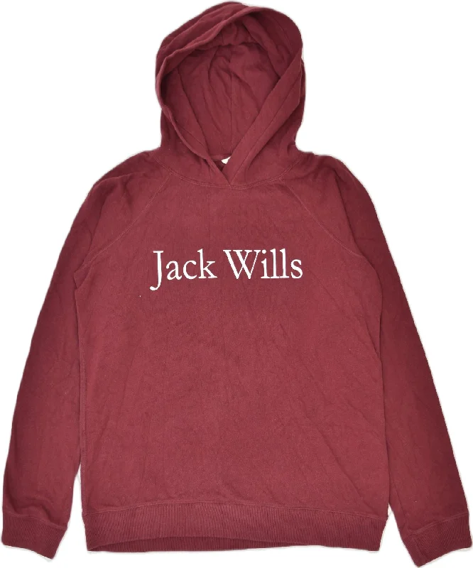 performance hoodie for gymJACK WILLS Womens Graphic Hoodie Jumper UK 14 Medium Red Cotton