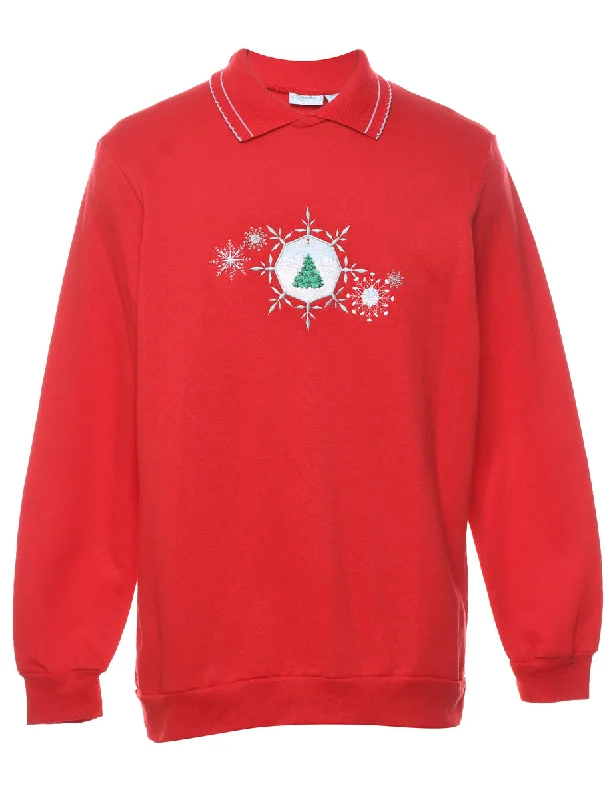 relaxed winter jacketRed Christmas Sweatshirt - M