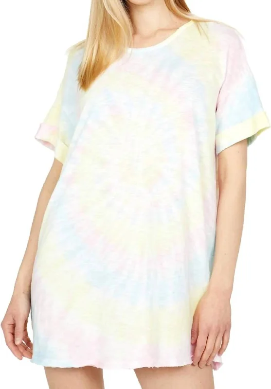 vintage dressDylan Tshirt Dress in Rainbow Tie Dye Sherbert