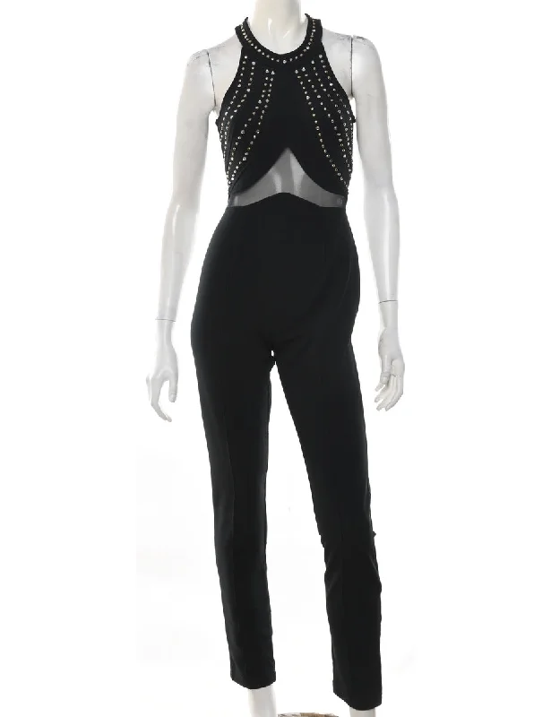 insulated coatBlack Studded 1990s Sheet Detail Jumpsuit - S