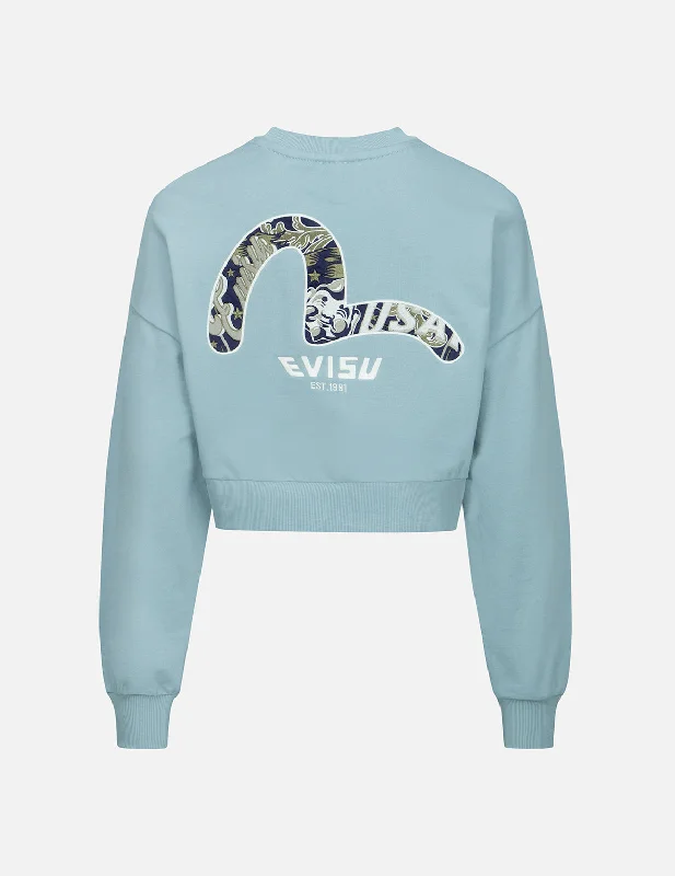 comfortable athletic sweatshirtLogo and Godhead-pattern Seagull Embroidery Cropped Sweatshirt