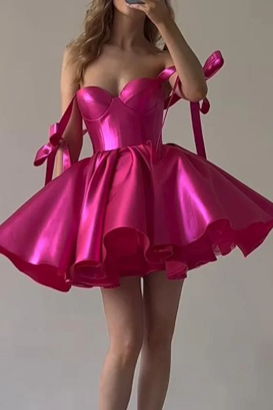 romantic dressBall Gown Sweetheart Satin Cute Homecoming Party Dress QH2356