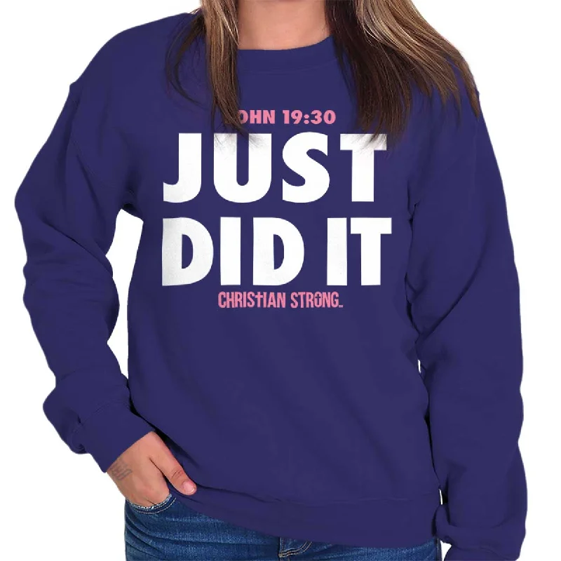 fashionable gym hoodieJust Did It Crewneck Sweatshirt