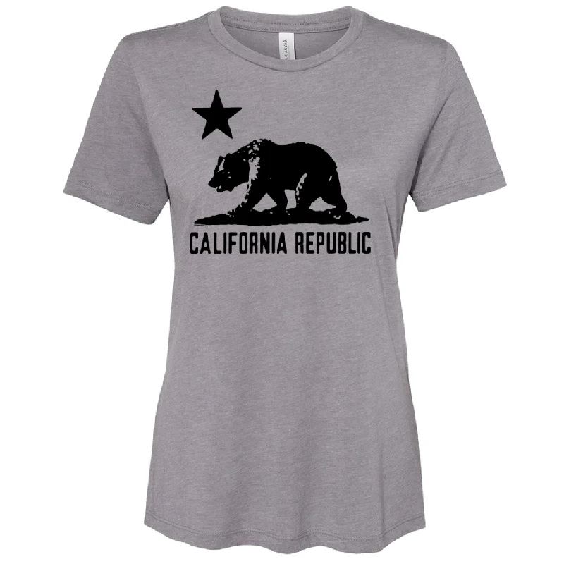 workout-ready hoodieCalifornia Flag Oversize Black Silhouette Women's Relaxed Jersey Tee