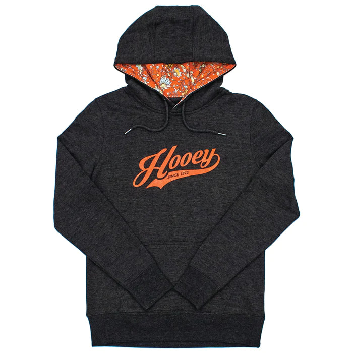 chic padded coatHooey Women's "PRAIRIE" CHARCOAL W/ORANGE LOGO HOODY