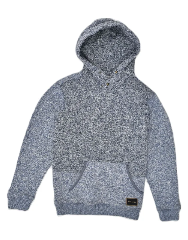 oversized hoodie with drawstringsQUIKSILVER Womens Hoodie Jumper UK 14 Large Blue Flecked Polyester