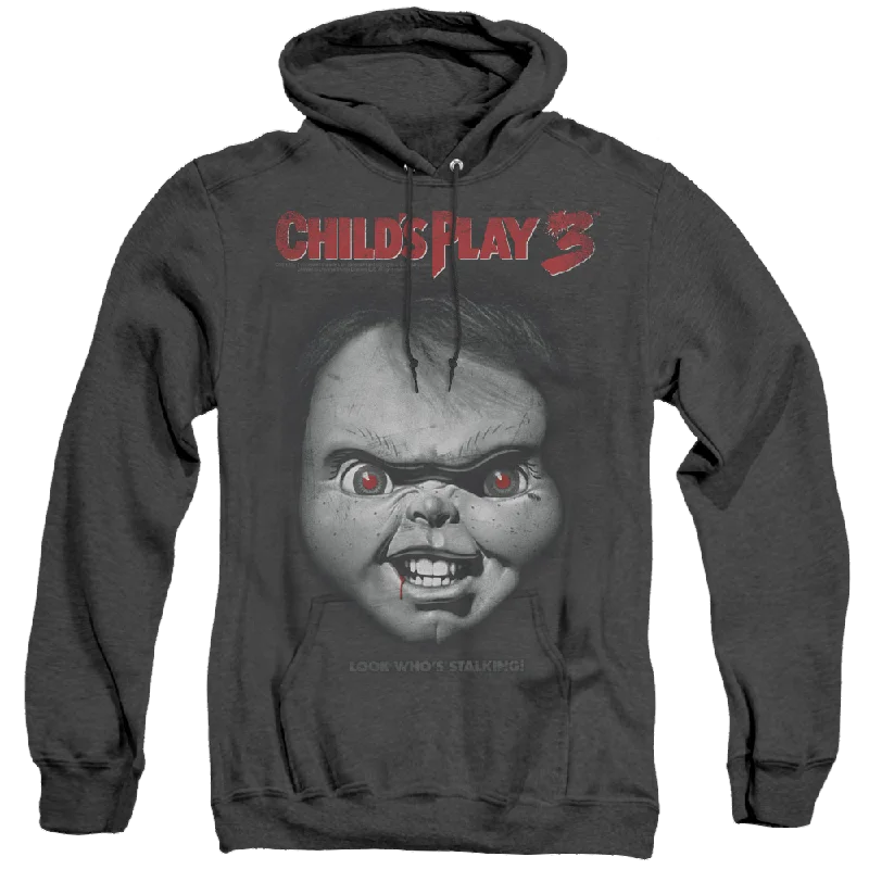 minimalist hooded sweatshirtChild's Play Face Poster - Heather Pullover Hoodie