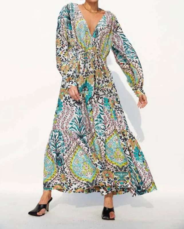 elegant dressAlgae Blouson Sleeve Dress in Multi