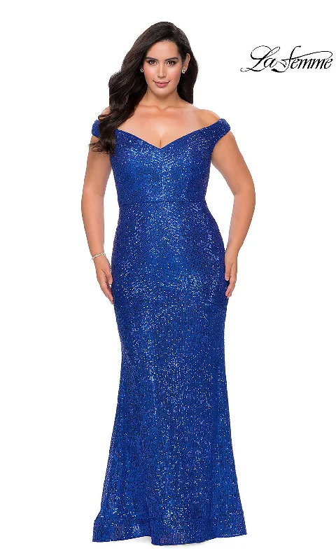 wrap-around dressLong Sequin Plus Mermaid La Femme Formal Dress