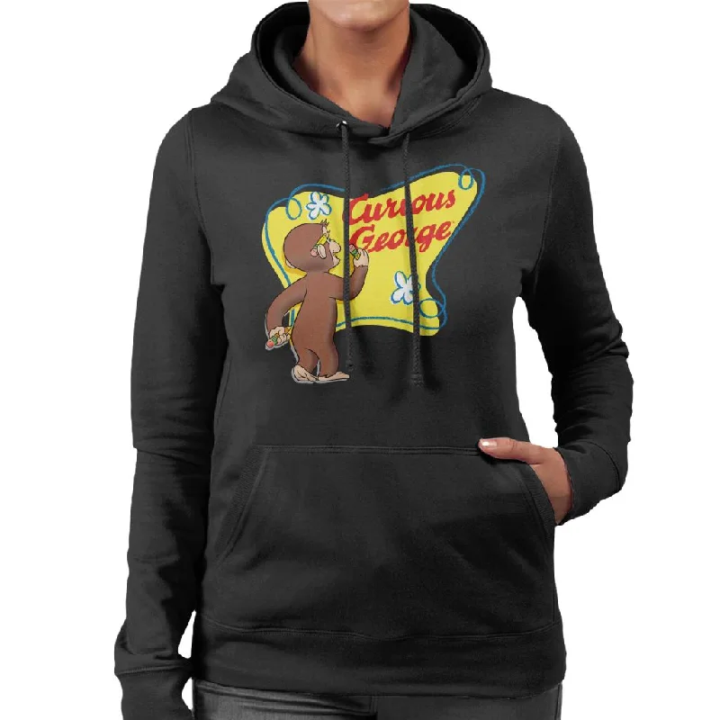 high-fashion hoodieCurious George Writing His Name Women's Hooded Sweatshirt