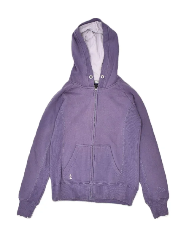 fashionable hoodieKAPPA Womens Oversized Zip Hoodie Sweater UK 6 XS Purple Cotton