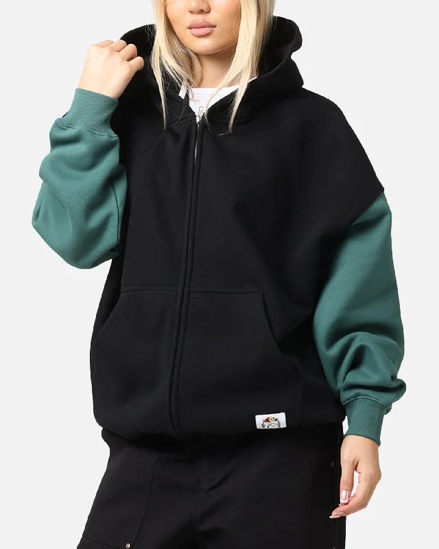 stylish pullover sweatshirtCarre Floral Full Zip Hoodie Black/Green