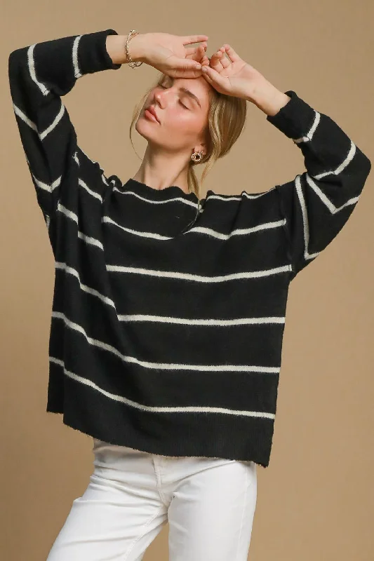 performance workout sweatshirtUmgee Wool Blend Striped Round Neck Sweater