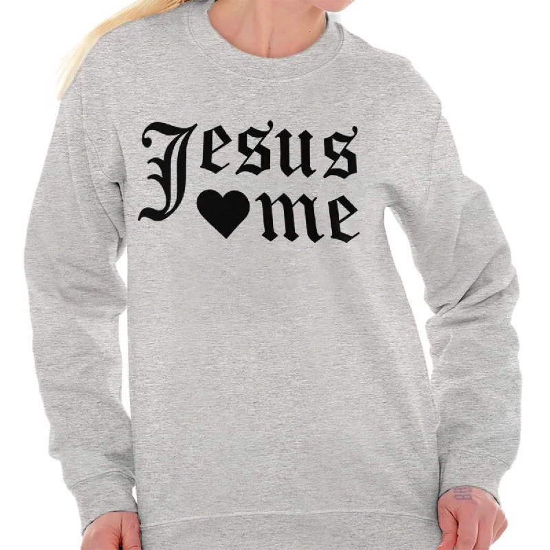 pullover workout hoodieJesus Loves Me Crewneck Sweatshirt