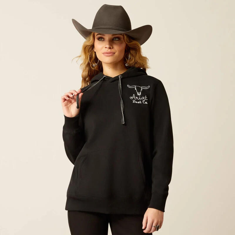 fashionable quilted coatAriat Women's Steer Stitch Hoodie - Black