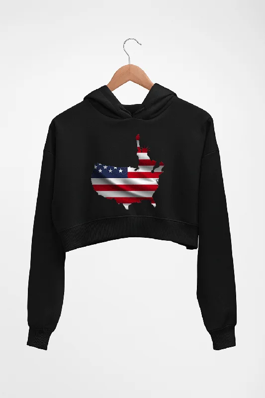 trendy hooded sweatshirtUSA America Crop HOODIE FOR WOMEN