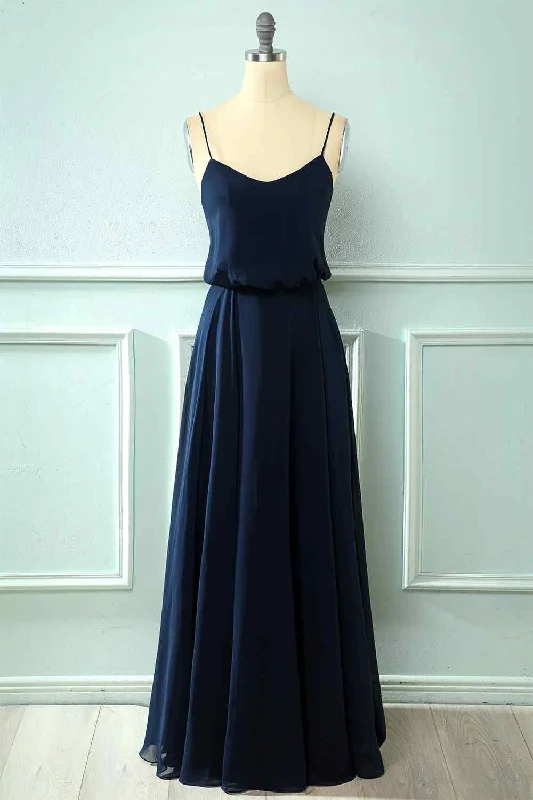 summer dressA-line Chiffon Crepe Long Bridesmaid Dress