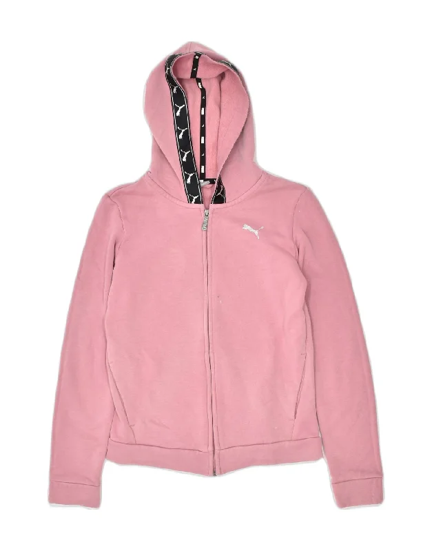 activewear hoodiePUMA Womens Zip Hoodie Sweater UK 6 XS Pink Cotton