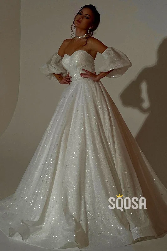 cocktail dressA-line Sweetheart Short Sleeves Rustic Wedding Dress QW2629