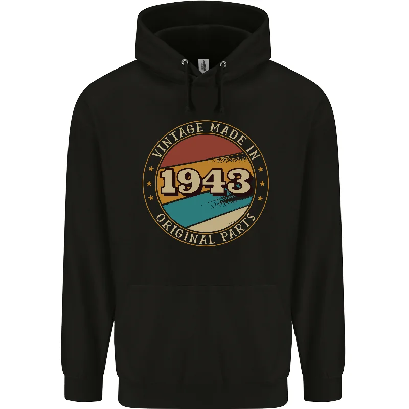 sleek hoodie81st Birthday  Vintage Made In 1943 Mens 80% Cotton Hoodie