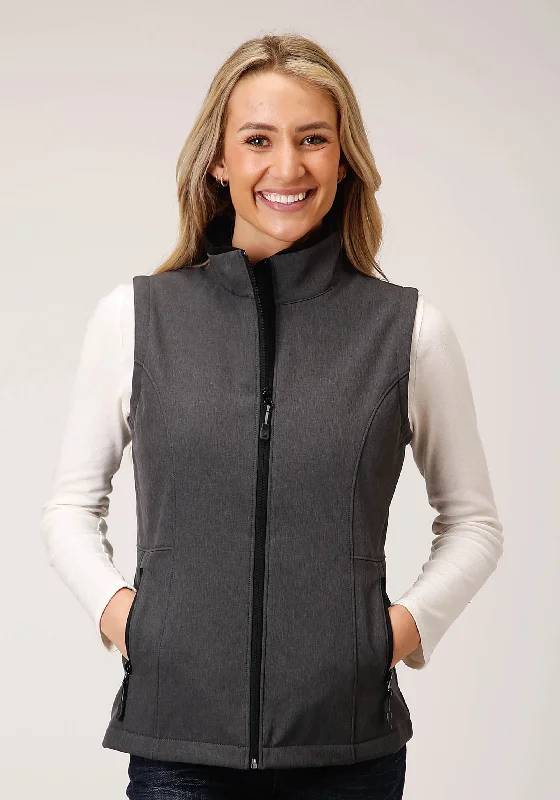 comfortable outerwearWOMENS TECH  HEATHER GREY SOFTSHELL VEST