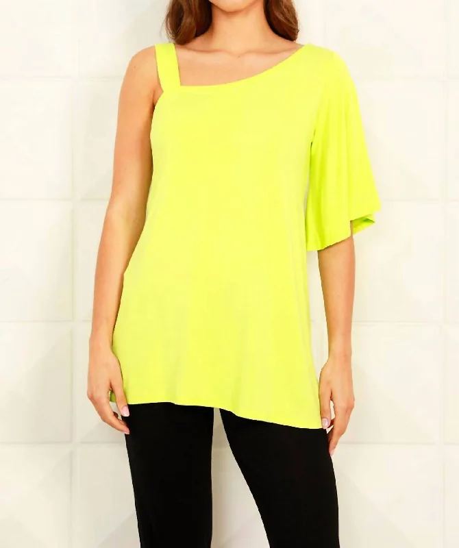 satin dressCaitlyn Asymmetrical Top In Lime