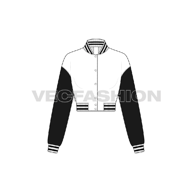 fashion-forward coatWomen Crop Varsity Jacket