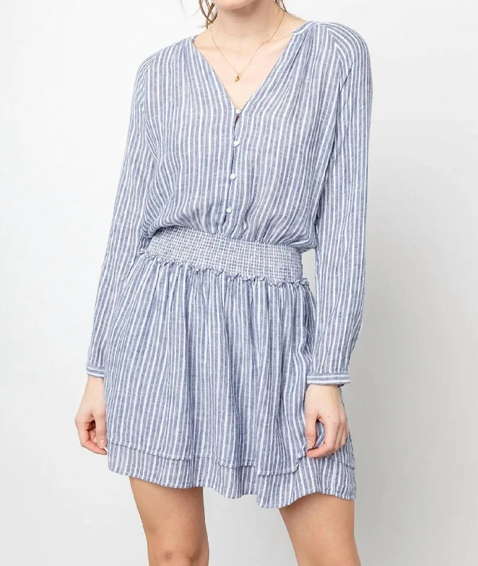 fitted bodycon dressJasmine Linen Dress In Tibet Stripe