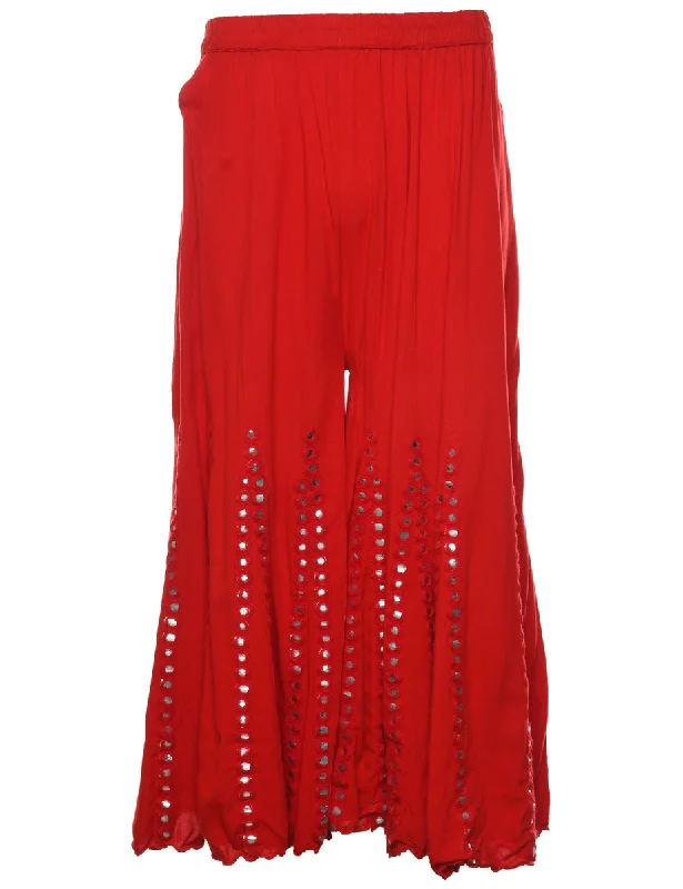 elegant coatRed Mirror Detail Palazzo Trousers - W26 L21