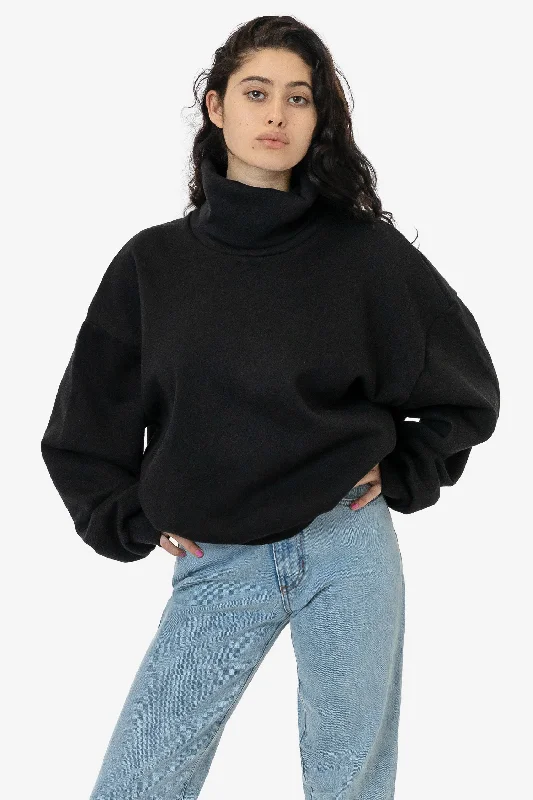 performance gym sweatshirtHF-313 - Heavy Fleece Oversized Turtleneck Sweater with Contrast Rib