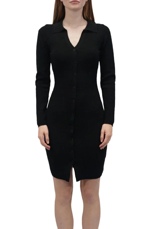 casual dressKnit Dress With Collar In Black