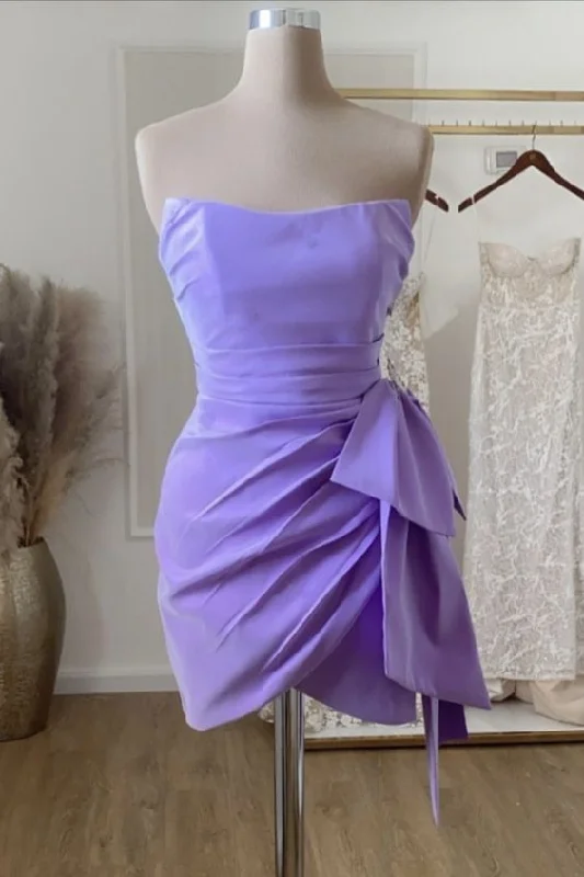 vintage dressCute Lavender Satin Hoco Dress,Lavender Mini Homecoming Dress  Y3093