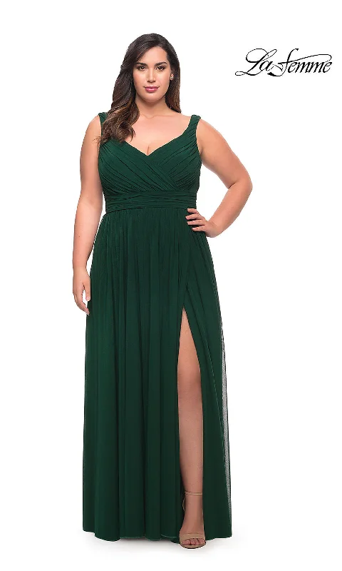 elegant shift dressEmpire-Waist Plus-Size Long Prom Dress by La Femme