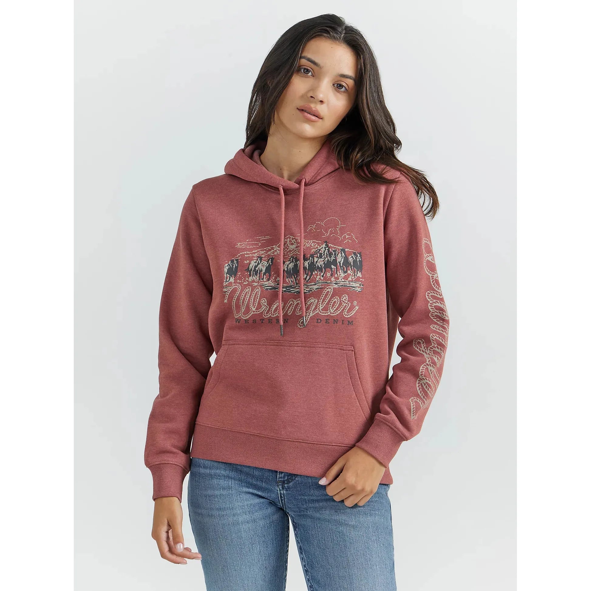 utility coatWomen's Wrangler Horse Stampede Hoodie in Cowhide