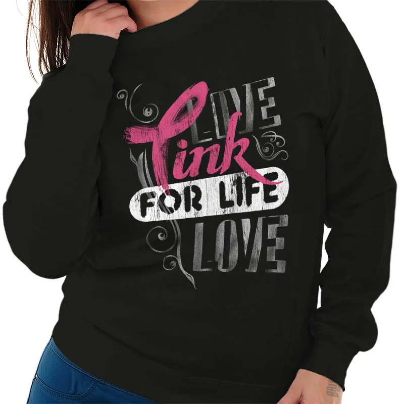 workout-ready hoodiePink For Life Crewneck Sweatshirt