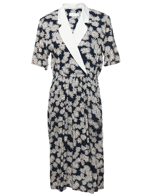 oversized coatNavy Floral Print Dress - M