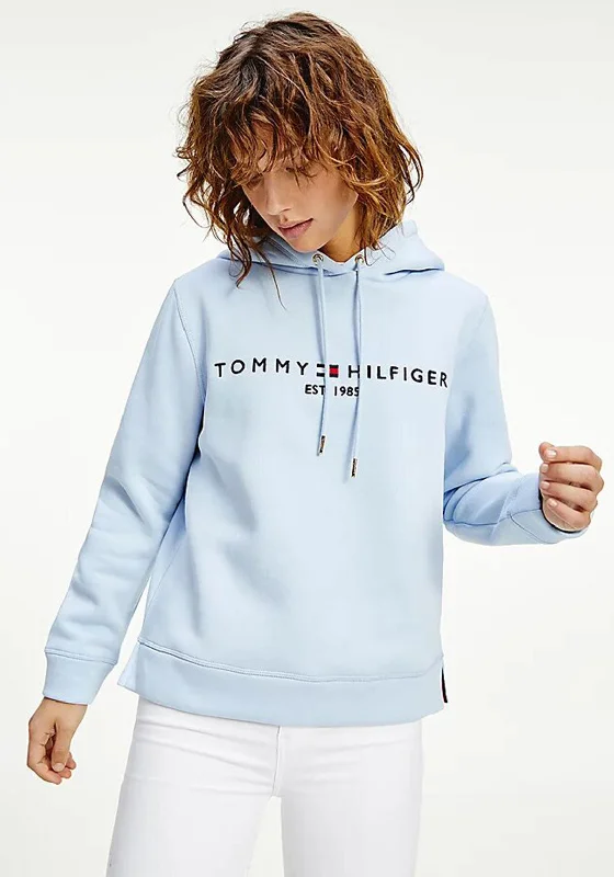 casual hoodie for menTommy Hilfiger Womens Logo Hoodie, Breezy Blue