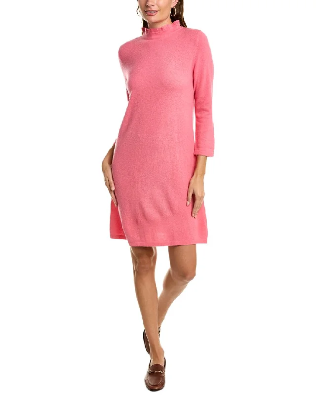 form-fitting dressForte Cashmere Ruffle Neck Cashmere Sweaterdress