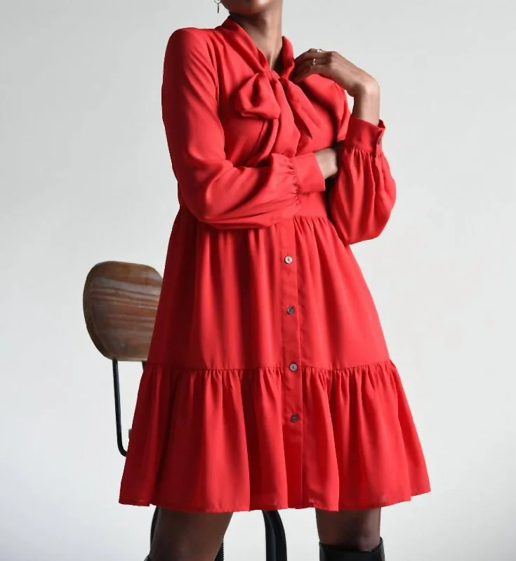 A-line dressShirt Dress In Red