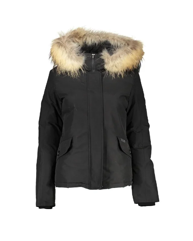 everyday winter coatWoolrich Long Sleeved  Jacket with Removable Fur Hood Zip & Buttons